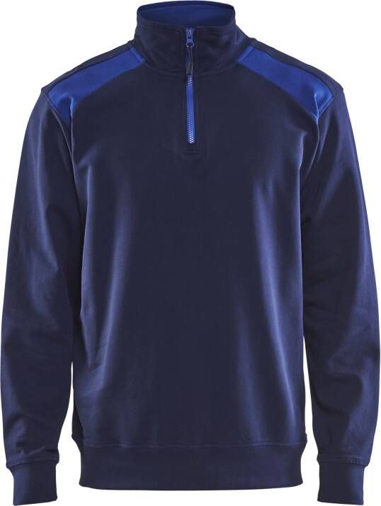 Blåkläder Sweatshirt bicolour met halve rits 33531158 | Marineblauw Korenblauw | Maat 3XL 7330509456019
