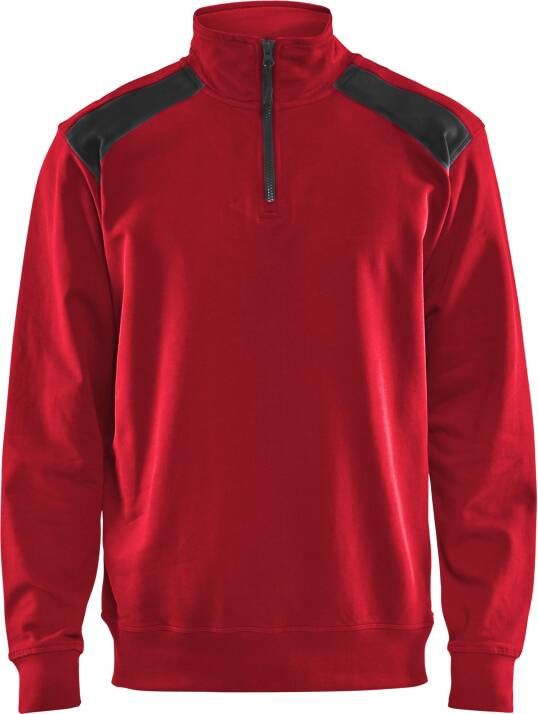 Blåkläder Sweatshirt bicolour met halve rits 33531158 | Rood Zwart | Maat 4XL 7330509596944