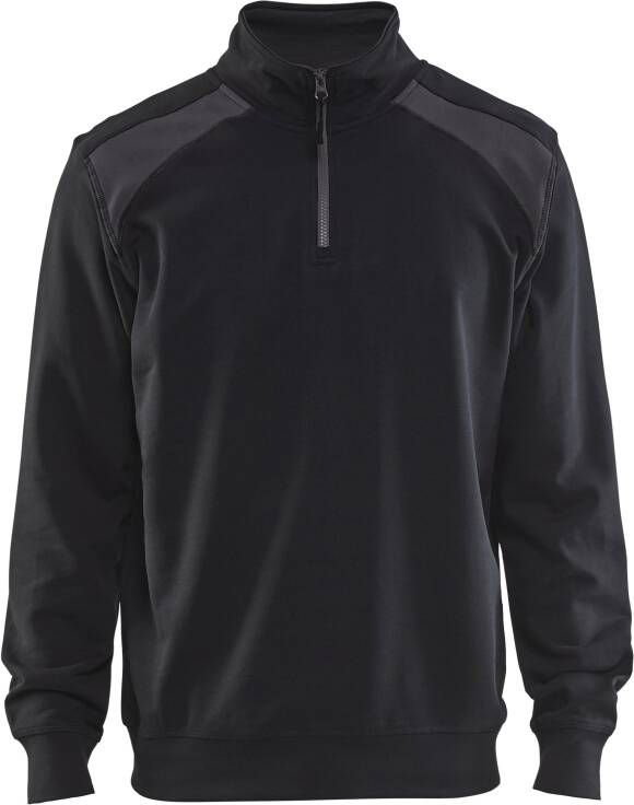 Blåkläder Sweatshirt bicolour met halve rits 33531158 | Zwart Donkergrijs | Maat 3XL 7330509597255