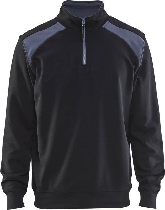 Blåkläder Sweatshirt bicolour met halve rits 33531158 | Zwart Grijs | Maat 3XL 7330509456330