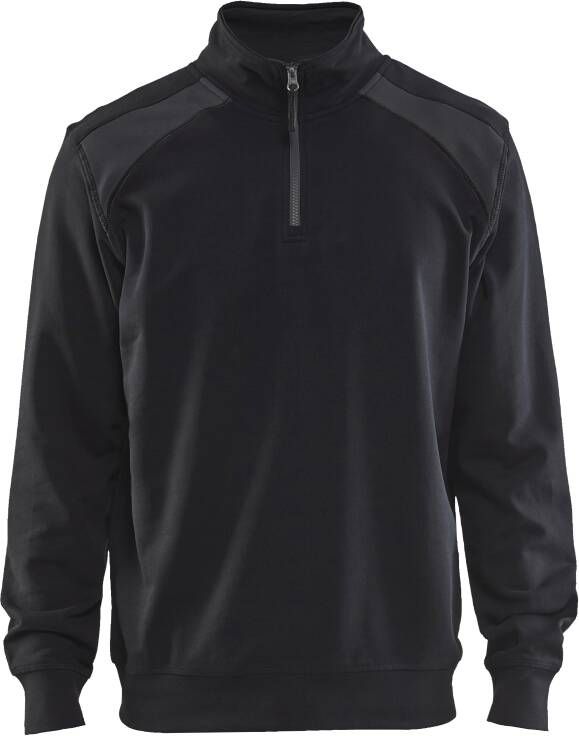 Blåkläder Sweatshirt bicolour met halve rits 33531158 | Zwart Medium grijs | Maat 4XL 7330509813935
