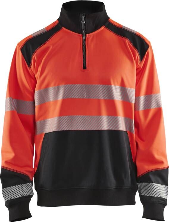 Blåkläder Sweatshirt halve rits High-Vis 35562528 | High-Vis Rood Zwart | Maat 3XL 7330509623480