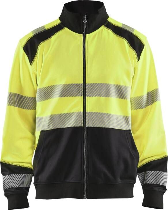 Blåkläder Sweatshirt hele rits High-Vis 35582528 | High-Vis Geel Zwart | Maat 4XL 7330509610336