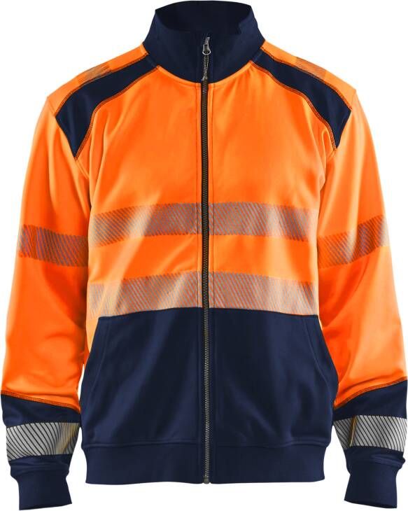 Blåkläder Sweatshirt hele rits High-Vis 35582528 | High-Vis Oranje Marineblauw | Maat 3XL 7330509623565
