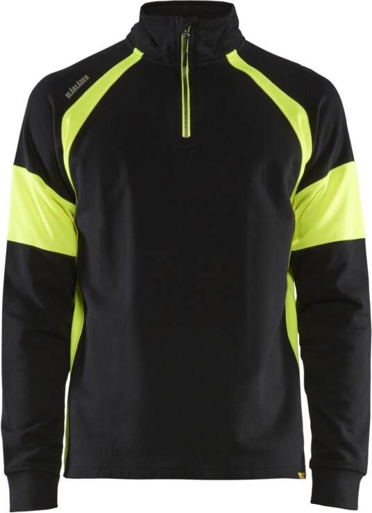 Blåkläder Sweatshirt met High-Vis zones 35501158 | Zwart High-Vis Geel | Maat 3XL 7330509775295