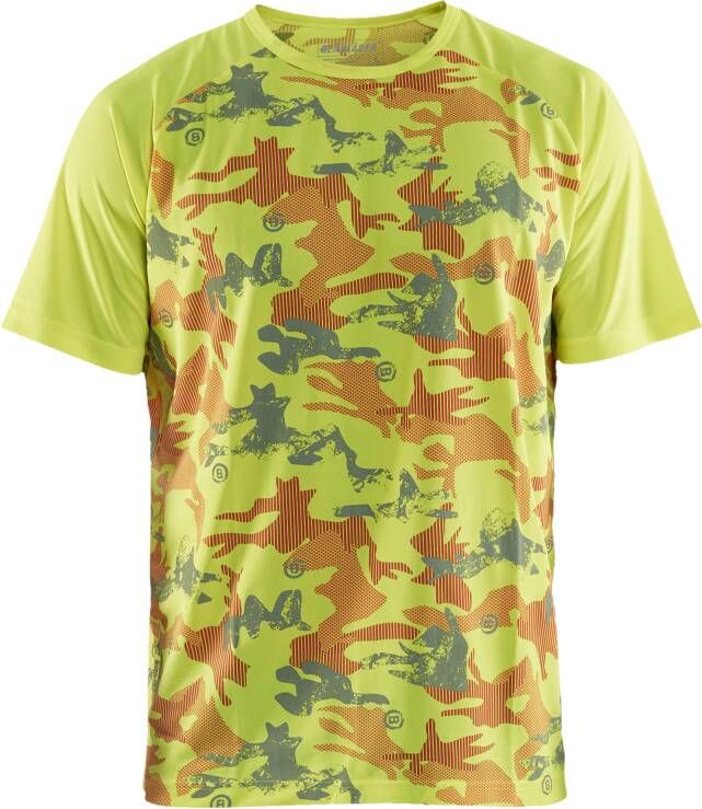 Blåkläder T-Shirt functioneel camo 34251011 | High-Vis Geel Grijs | Maat XXL 7330509691021