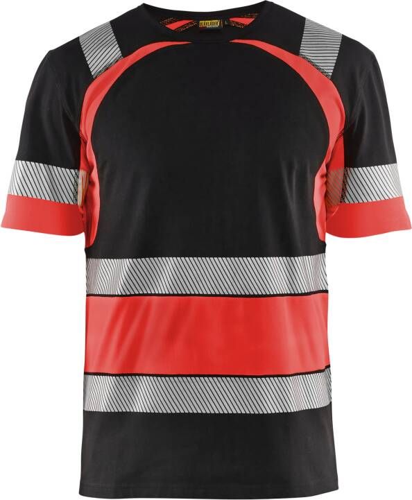 Blåkläder T-Shirt High-Vis 34211030 | Zwart High-Vis Rood | Maat 3XL 7330509620199