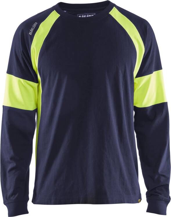 Blåkläder T-Shirt lange mouw 35201030 | Marine High-Vis Geel | Maat 4XL 7330509697450