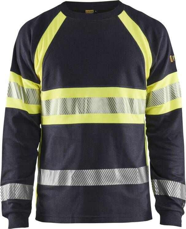 Blåkläder Vlamvertragend T-Shirt lange mouwen 34841761 | Marine High-Vis Geel | Maat 3XL 7330509725528
