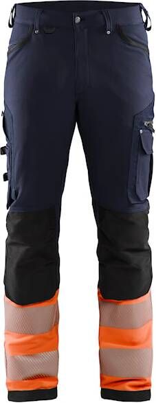 Blåkläder werkbroek met 4-weg stretch zonder spijkerzakken 11931642 | Marineblauw Oranje | 7330509841976
