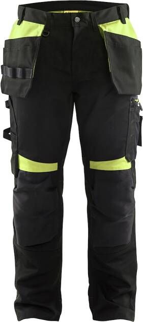 Blåkläder Werkbroek met spijkerzakken 15551860 | Zwart High Vis Geel | Maat C148 7330509752814