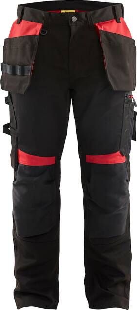 Blåkläder Werkbroek met spijkerzakken 15551860 | Zwart Rood | Maat D100 7330509753231
