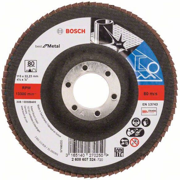 Bosch Accessoires 1 Lamellenschijf 115 X571 Best for Metal recht 80 2608607324