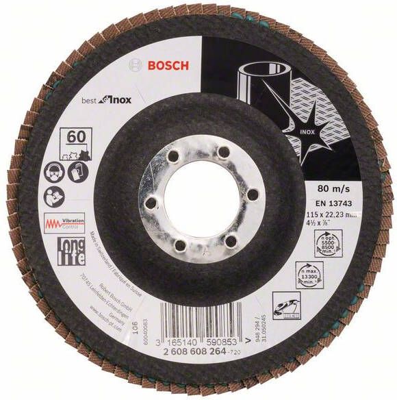 Bosch Accessoires 1 Lamellenschijf 115 X581 Best for Inox haaks 60 2608608264