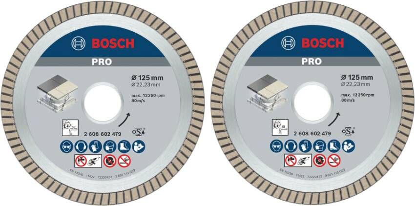 Bosch 2 stuks Diamantdoorslijpschijf Best for Ceramic Extraclean Turbo 125 x 22 23 x 1 4 x 7 mm (Duopack) 061599766Z