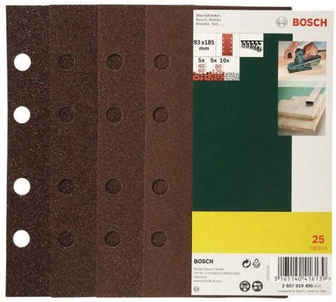 Bosch Accessoires 25-delige schuurbladenset 125mm voor excenterschuurmachines korrel 40 60 80 120 2607019495