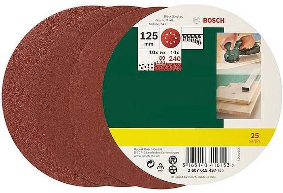 Bosch 25-delige schuurpapierset voor excentrische schuurmachine | 2607019497