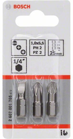 Bosch 3-delige bitset Extra Hard (assorti) S 1 0x5 5; PH2; PZ2; 25 mm 3st