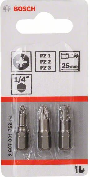 Bosch Accessoires 3-delige bitset Extra Hard (PZ) PZ1; PZ2; PZ3; 25 mm 3st 2607001753