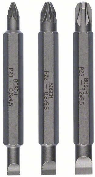 Bosch Accessoires 3-delige dubbelbitset S 1 2x6 5 S 0 6x4 5 S 0 8x5 5; PZ1 PZ2 PZ3; 60 mm 3st 2607001747