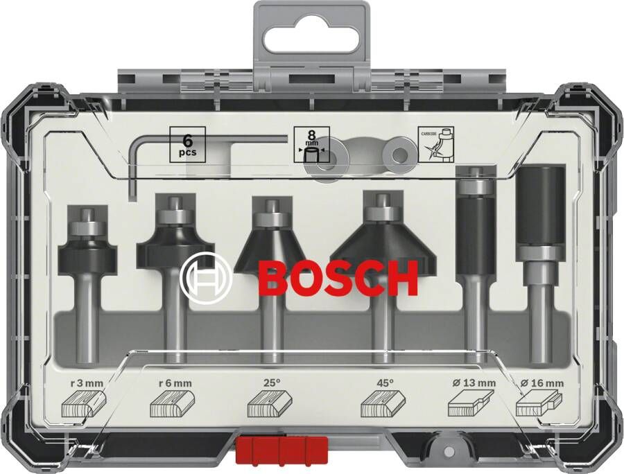 Bosch 8-delige gemengde freesset schachtdiameter 6 mm