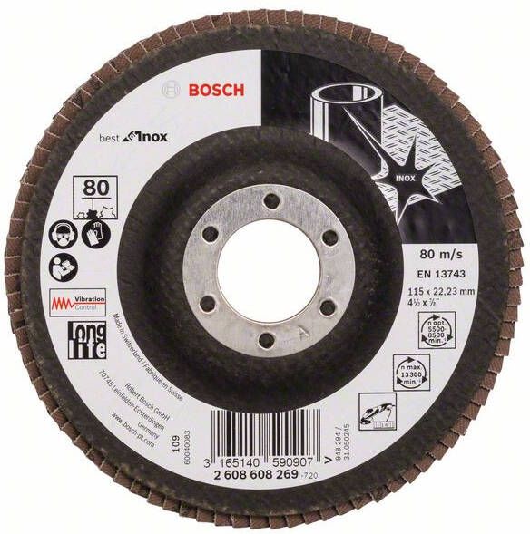 Bosch Accessoires 1 Lamellenschijf 115 X581 Best for Inox recht 80 2608608269