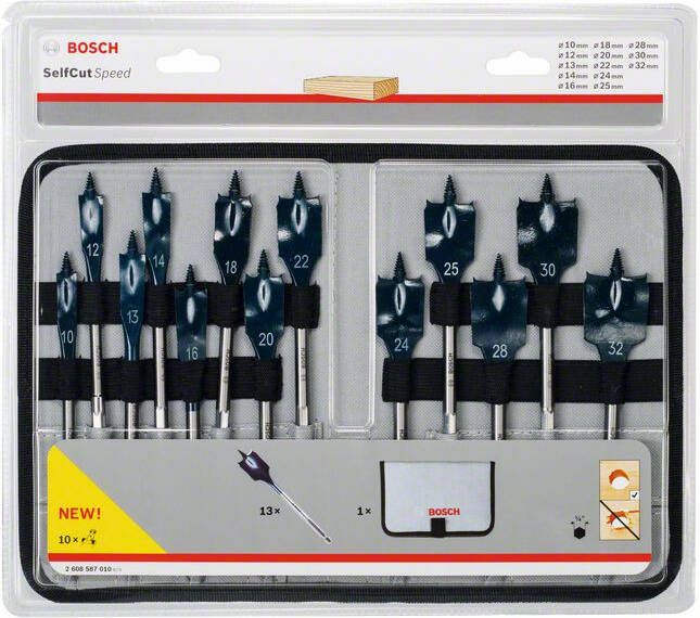 Bosch Accessoires 13-delige speedborenset Self Cut Speed 10; 12; 13; 14; 16; 18; 20; 22; 24; 25; 28; 30; 32 mm 13st 2608587010