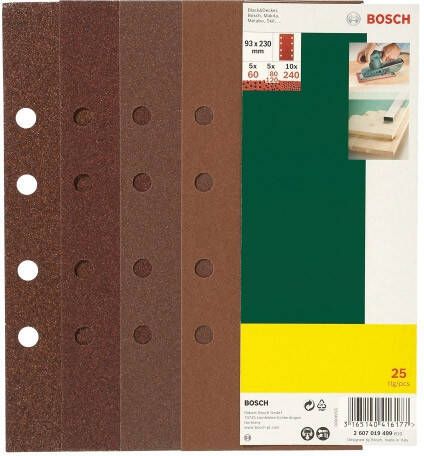 Bosch Accessoires 25-delige schuurbladenset 93 x 230 mm voor vlakschuurmachines korrel 40 2607017097