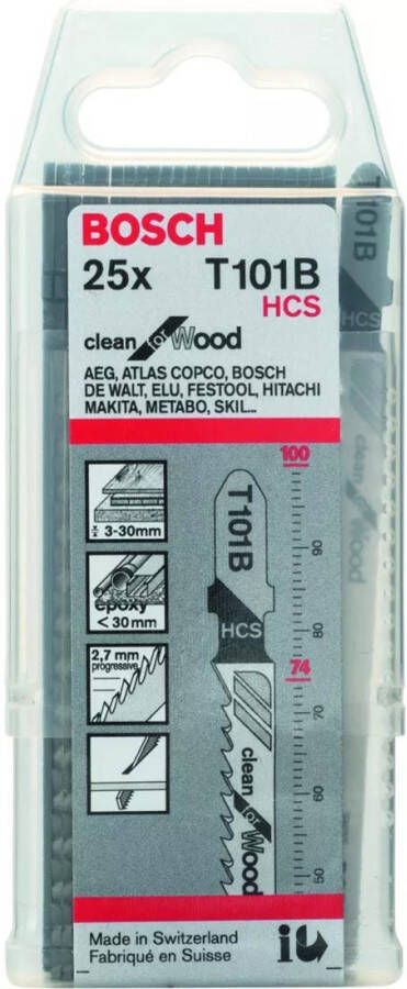 Bosch Accessoires 25x Clean voor hout decoupeerzaagblad T101B 2608633622