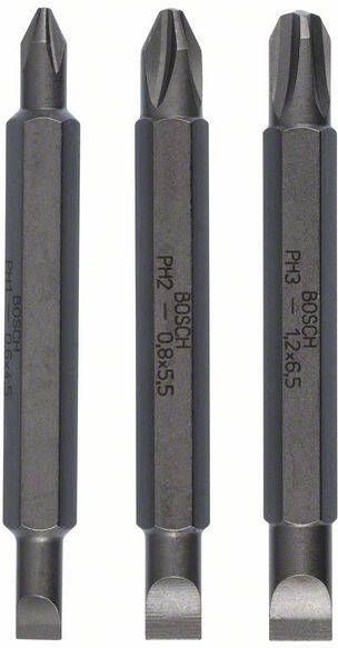 Bosch Accessoires 3-delige dubbelbitset S 0 6x4 5 S 0 8x5 5 S 1 2x6 5; PH1 PH2 PH3; 60 mm 3st 2607001746