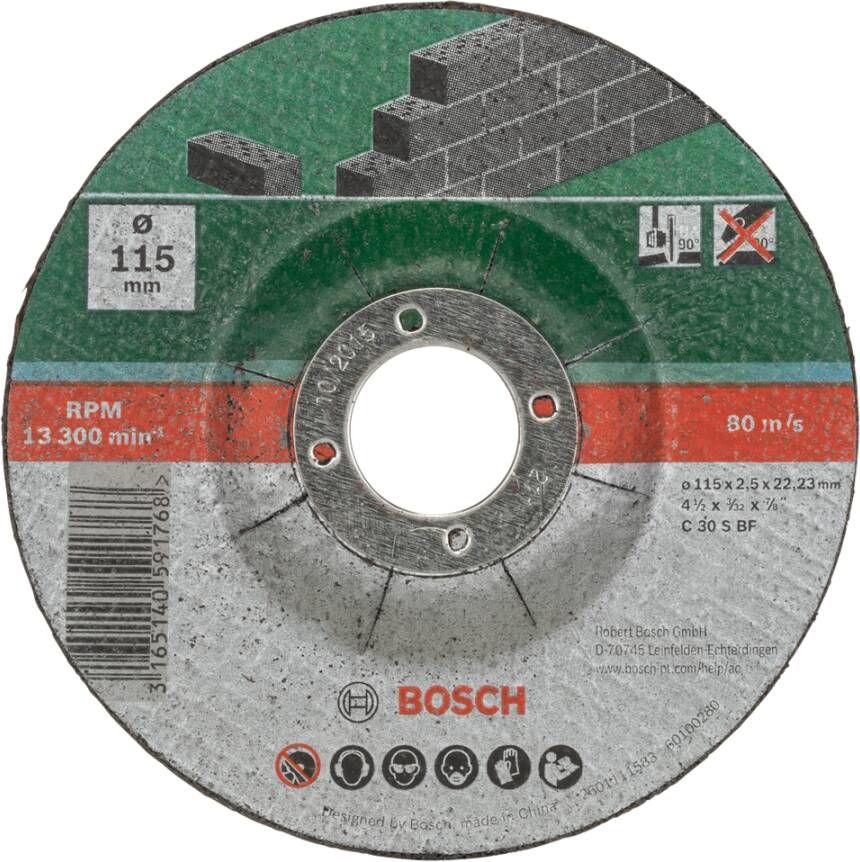 Bosch Accessoires 5-delige doorslijpschijvenset gebogen voor steen | 115 X2 5 mm 2609256334