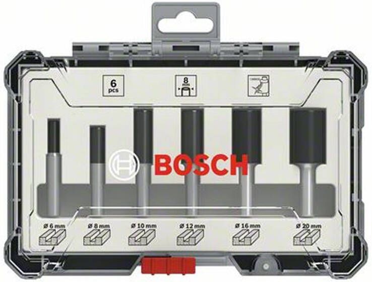 Bosch Accessoires 8-delige rechte freesset schachtdiameter 6 mm 2607017465