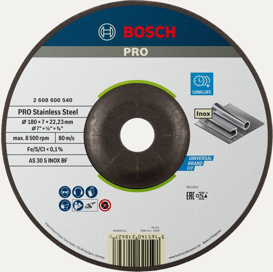 Bosch Accessoires Afbraamschijf | Inox | 180 mm | per 1 | 2608600540
