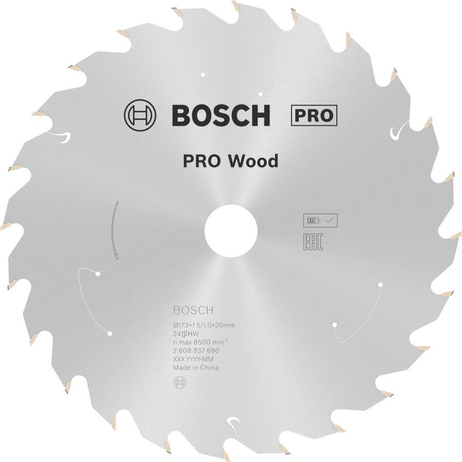 Bosch Accessoires Cirkelzaagblad ACCU Standard for Wood 173x20x1.5 1.0x24T 2608837690