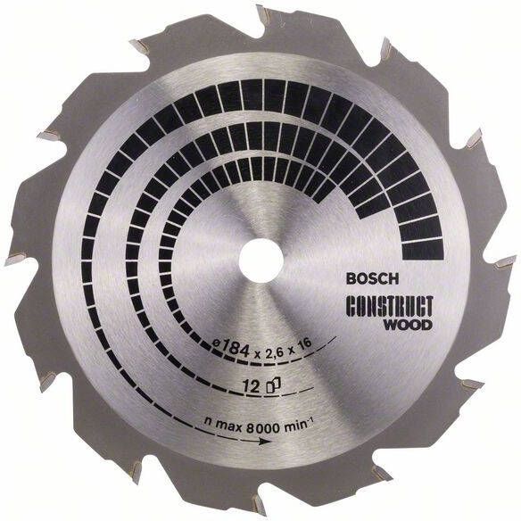 Bosch Accessoires Cirkelzaagblad Construct Wood 184 x 16 x 2 6 mm 12 1st 2608641200