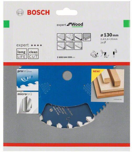 Bosch Accessoires Cirkelzaagblad expert for Wood 130x20x2.4 1.6x24 T 2608644006