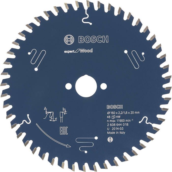 Bosch Accessoires Cirkelzaagblad expert for Wood 165x30x2.6 1.6x48T 2608644027
