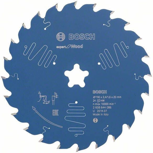 Bosch Accessoires Cirkelzaagblad expert for Wood 190xFast Fixx2.4 1.6x24 T 2608644086