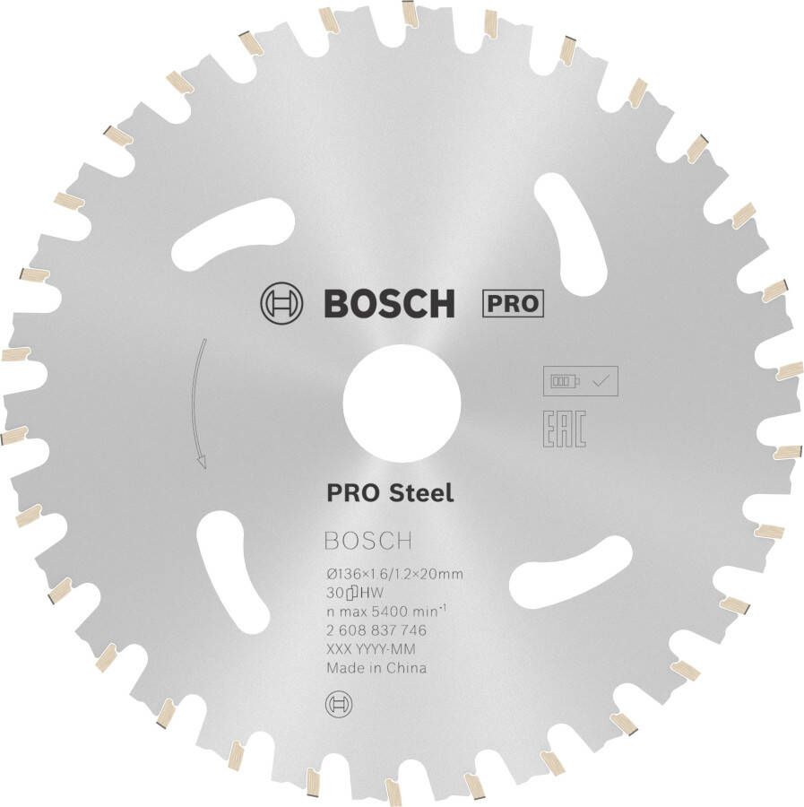Bosch Accessoires Cirkelzaagblad | Standard for Steel | 136 mm | Asgat 20 mm | T30 2608837746