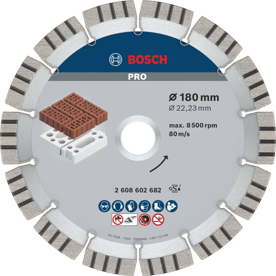 Bosch Accessoires Diamantdoorslijpschijf Best for Abrasive 180 x 22 23 x 2 4 x 12 mm 1st 2608602682