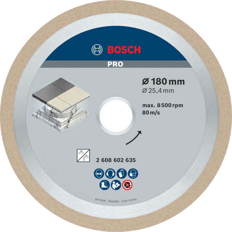 Bosch Accessoires Diamantdoorslijpschijf Best for Ceramic 180 x 25 40 x 2 x 10 mm 1st 2608602635