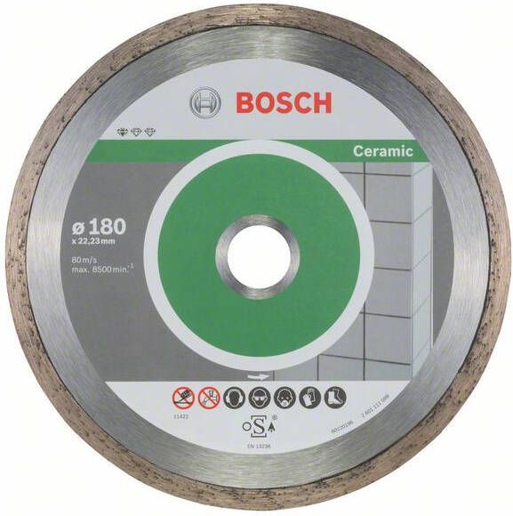 Bosch Accessoires Diamantdoorslijpschijf Standard for Ceramic 180 x 22 23 x 1 6 x 7 mm 10st 2608603233