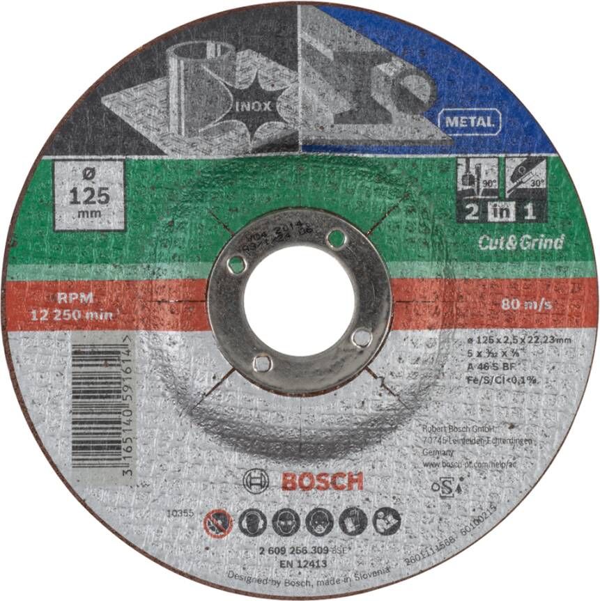 Bosch Accessoires Doorslijpschijf 2 In 1 Metaal+Inox 125 X2 5 Gebo 2609256309