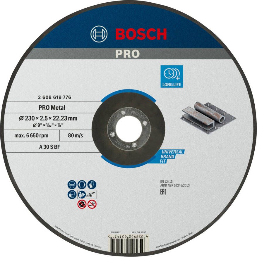 Bosch Accessoires Doorslijpschijf Metaal 230X2.5mm 2608619776