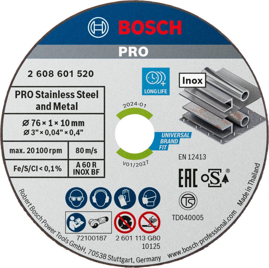 Bosch Accessoires Doorslijpschijf Metaal 76 x 10 x 1 mm 5 stuks 2608601520
