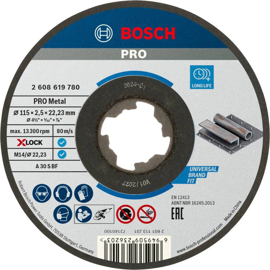 Bosch Accessoires Doorslijpschijf Metaal X-Lock 115X2.5mm 2608619780