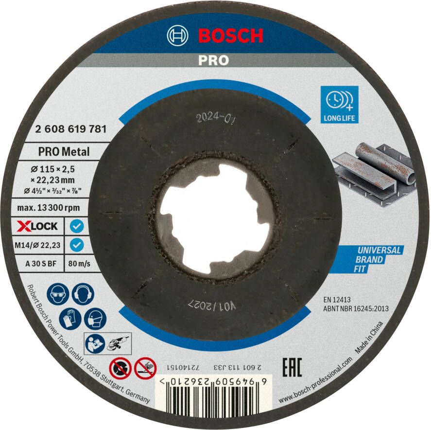 Bosch Accessoires Doorslijpschijf Metaal X-Lock 115X2.5mm 2608619781