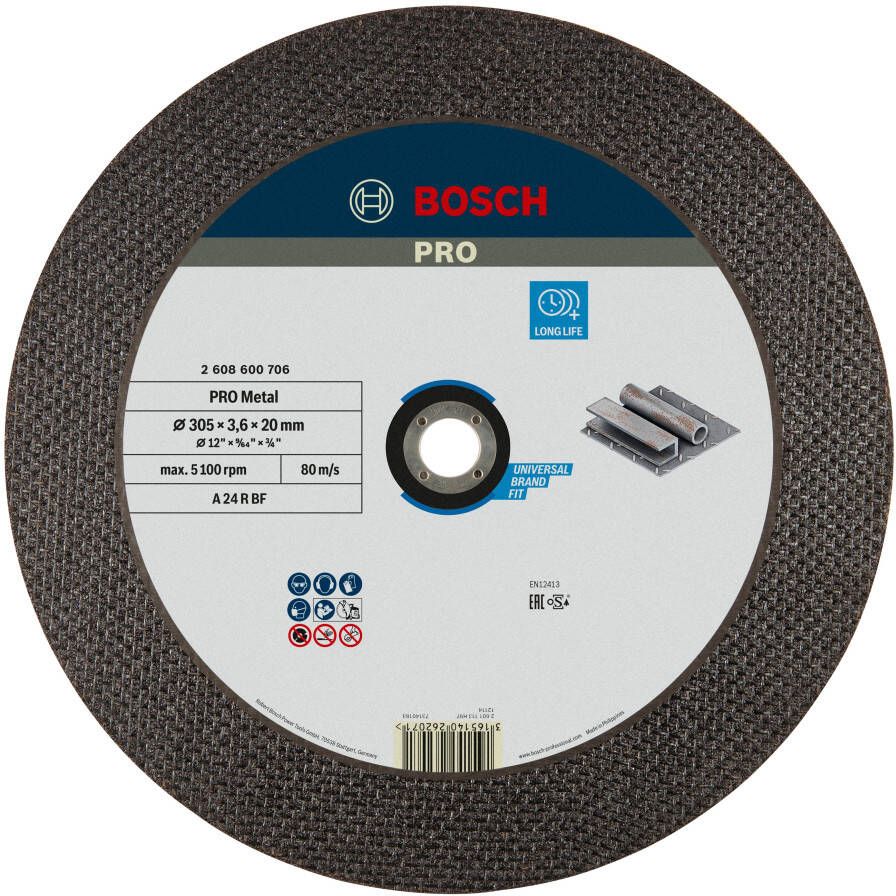 Bosch Accessoires Doorslijpschijf recht Expert for Metal A 24 R BF 300 mm 20 00 mm 3 5 mm 1 stuks 2608600706
