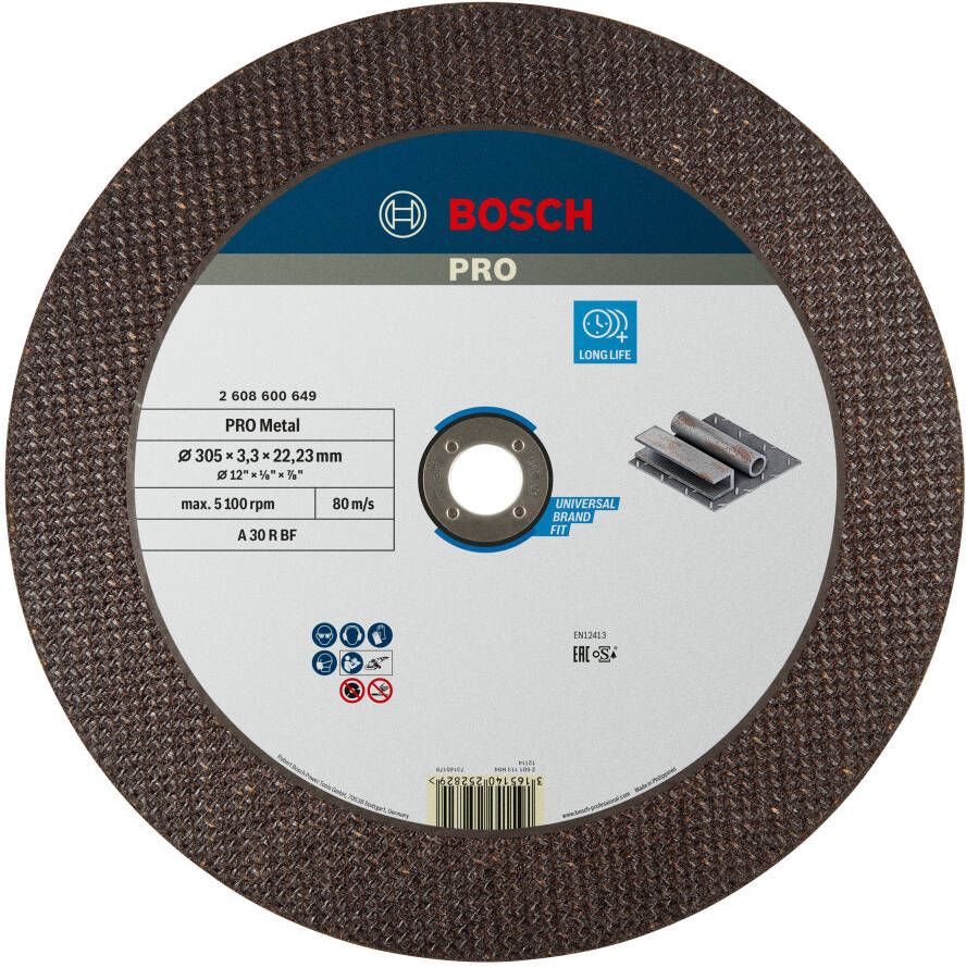 Bosch Accessoires Doorslijpschijf recht Expert for Metal A 30 R BF 300 mm 22 23 mm 3 2 mm 1 stuks 2608600649