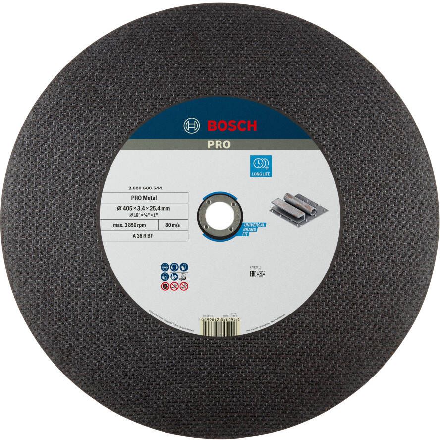 Bosch Accessoires Doorslijpschijf recht Expert for Metal A 36 R BF 400 mm 25 40 mm 3 2 mm 1 stuks 2608600544